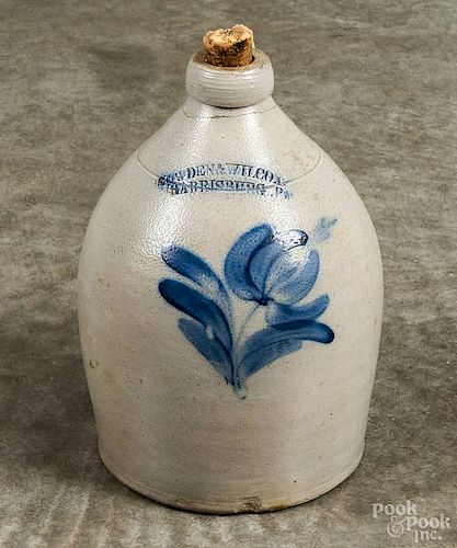 Pennsylvania stoneware jug, 19th c., impressed Cowden & Wilcox Harrisburg Pa