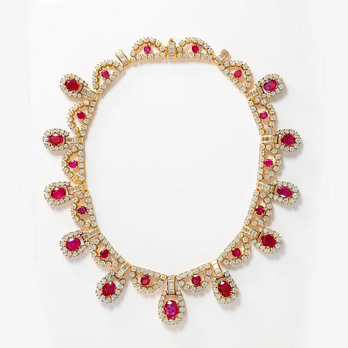 Very Fine 18 Karat Ruby And Diamond Necklace