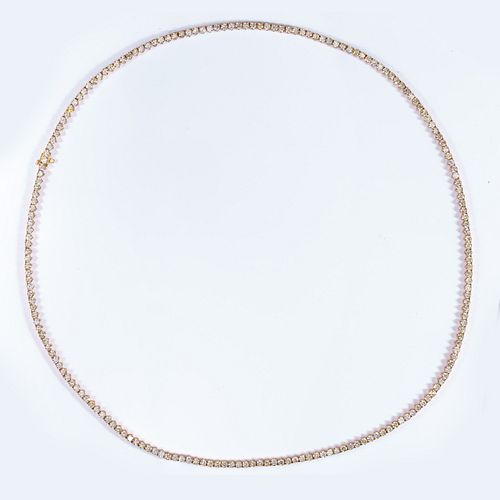 Rose Gold 40.00ct Diamond Tennis Necklace