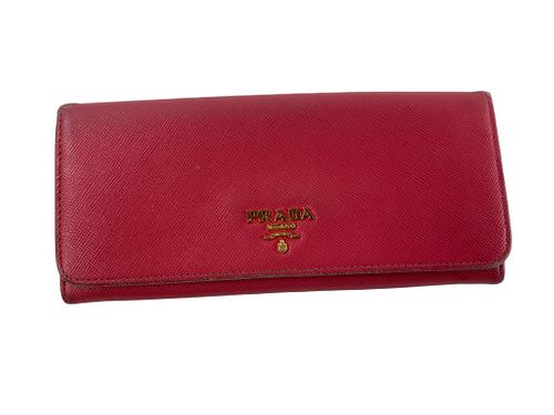 Prada Pink Saffiano Wallet With Card