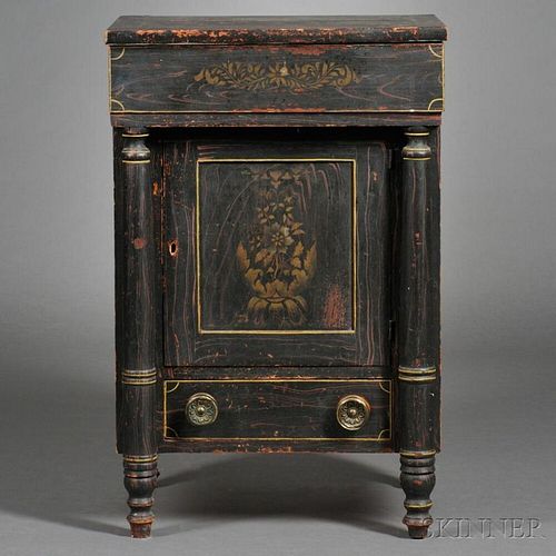 Classical Grain-painted and Gilt-stenciled Chamberstand