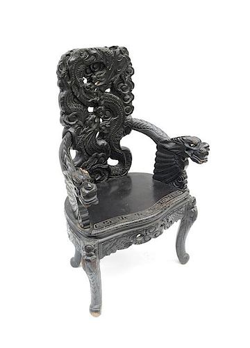 Japanese Export Carved Armchair