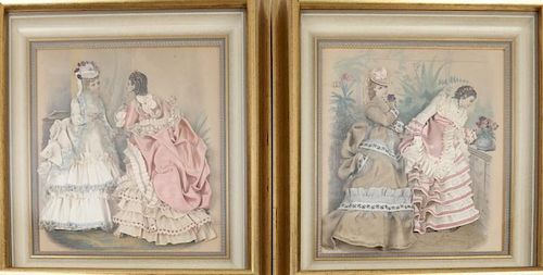 Pair of Framed Pictures, 19th C. Ladies