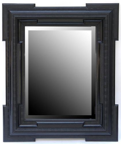 Dutch Beveled Mirror in Ebonized Frame