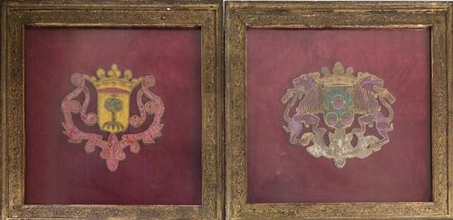 Pair of Framed Armorial Emblems