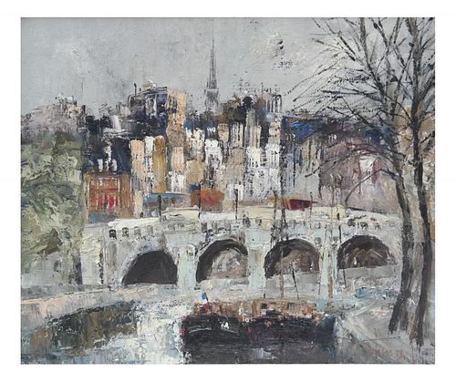 Modern Style Framed Paris River Scene