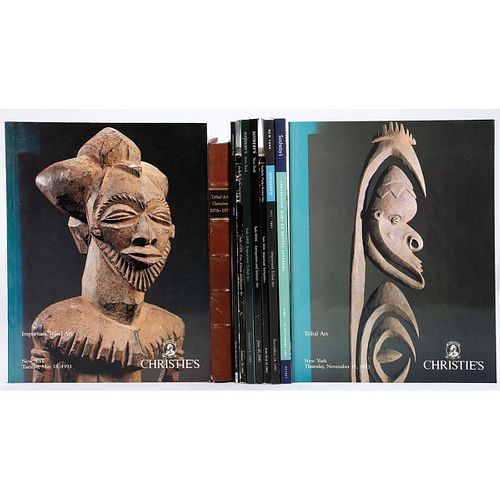 Ten Sothebys and Christies Tribal Art and Antiquities auction catalogues.