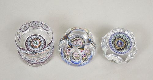 (3) Millefiori Art Glass Paperweights.