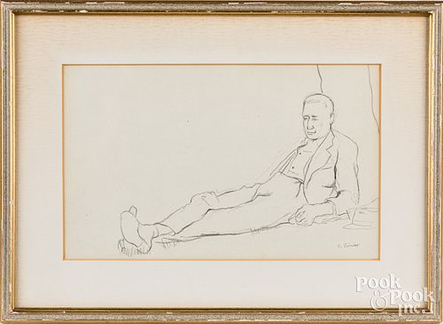 Pencil sketch of a reclining man