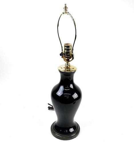 Asian Black Porcelain Vasiform Lamp