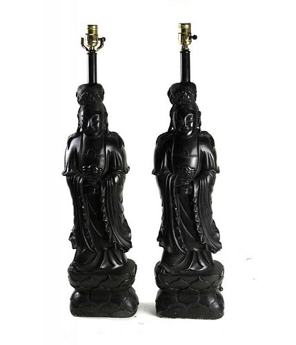 Pair of Asian Figural Lamps
