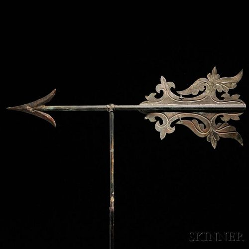 Embossed Sheet Copper and Iron Arrow/Bannerette Weathervane