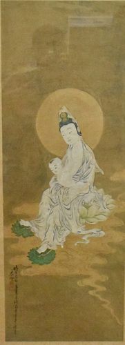 Chinese Framed Painting of Guanyin,Qing D.