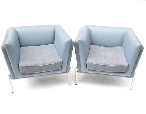 Two Modern Blue Armchairs