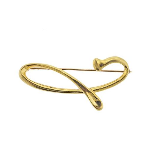 Tiffany &amp; Co Peretti 18k Gold Initial Letter J Brooch