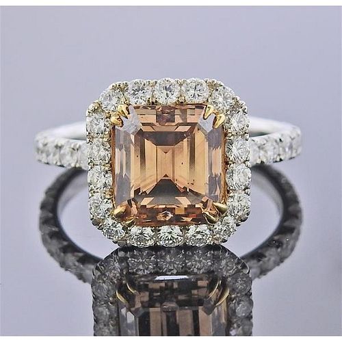 GIA 3.83ct Fancy Yellowish Brown SI2 Diamond Engagement Ring