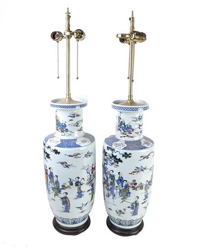 Pair of Chinese Porcelain Vase Lamps