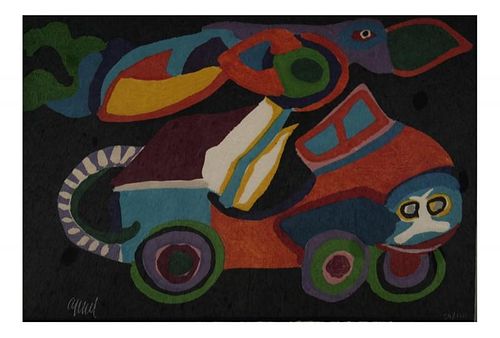 Karel Appel Lithograph Bird with Vehicle