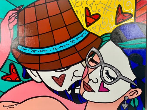 Romero Britto - LOVED - Original Acrylic On Canvas RETAIL 75,000