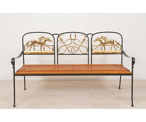 RARE KENNETH LYNCH WROUGHT IRON BENCH