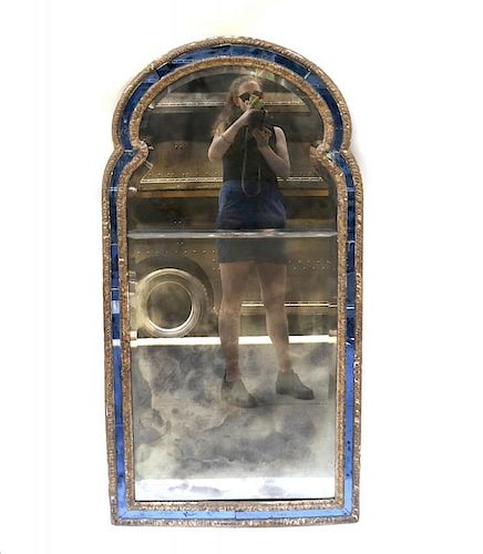 Early 18th C Blue Mirrored Framed Mirror