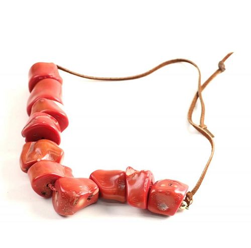 Red Coral Chunk Necklace