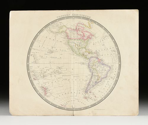 HENRY TEESDALE (1776-1855) A REPUBLIC OF TEXAS PERIOD MAP, "Western Hemisphere," LONDON, SEPTEMBER 4, 1843-DECEMBER 1845,