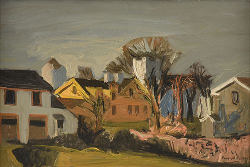 FAIRFIELD PORTER (American 1907-1975) A PAINTING, "House with Yellow Gable," 1953,