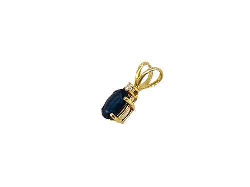 14k Yellow Gold Blue Sapphire Pendant