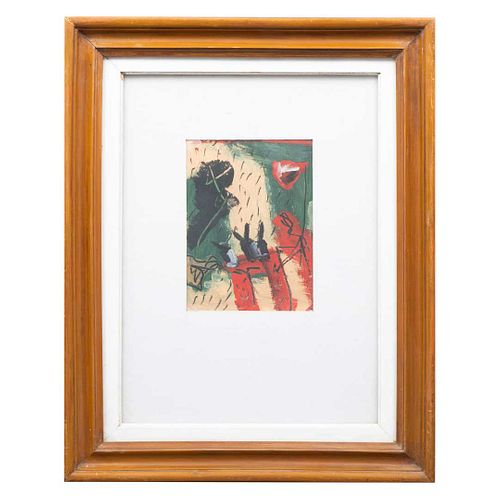 LUIS ARGUDÍN (Ciudad de México, 1955) Dos conejitos en abstracto  Acrílico y tinta china sobre cartón Firmado Enmarcado Ce...