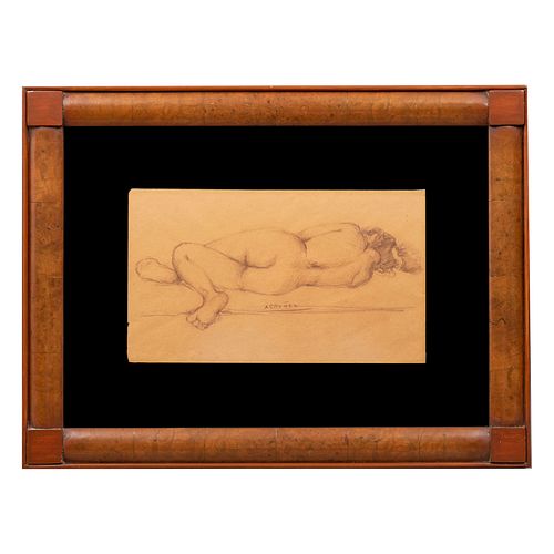 ARMANDO GARCÍA NÚÑEZ ( México, 1883-1965) Desnudo femenino Firmado Enmarcado Detalles de conservación 20 x 34 cm
