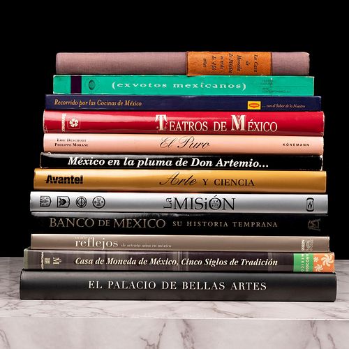 Libros sobre Arte, Banco, Cocina y Teatro de México. Casa de Moneda Cinco de Tradición. Evolución Histórica. Piezas: 12.