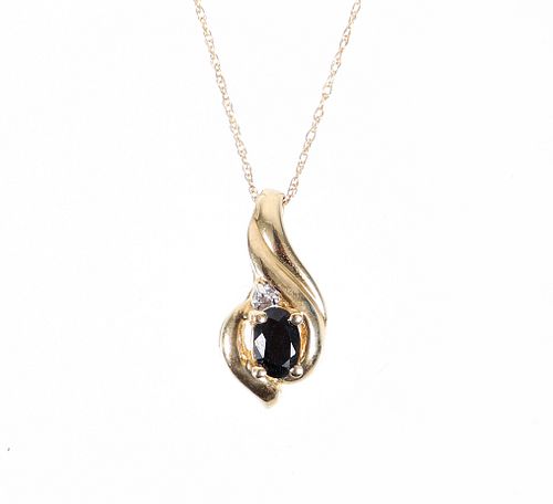 10K Sapphire Pendant Aurafin Necklace