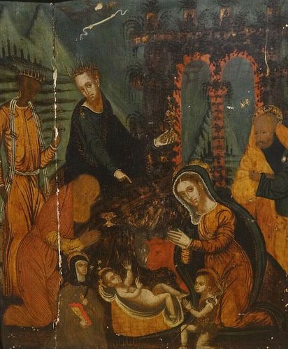 ADORATION OF THE MAGI GREEK OIL PAINTING