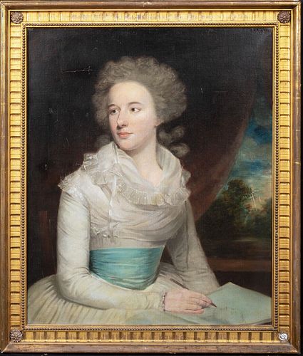 PORTRAIT OF MRS HENRY WILSON SKETCHING OIL PAINTING