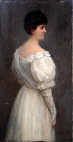 EDWARDIAN PORTRAIT OF A LADY OIL PAINTING