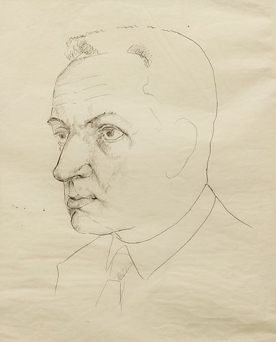 Hanns Kralik Pen and Ink Portrait with Study