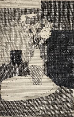 Jacques Villon Etching Vase and Flowers 1926 signed
