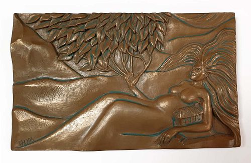 Earth Elements, Ann Zeleny Bronze Plaque, Signed