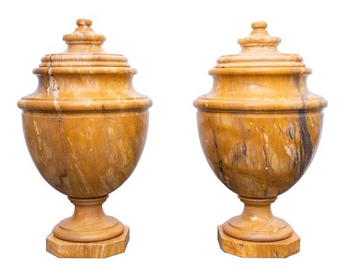 Monumental Antique Grand Tour Marble Urns, Pr
