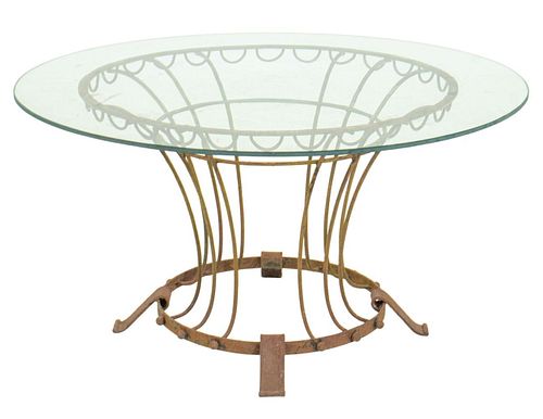 Mategot Attr Modernist Wrought Iron & Glass Table