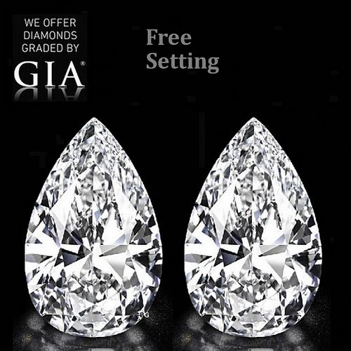 4.06 carat diamond pair Pear cut Diamond GIA Graded 1) 2.01 ct, Color E, VVS1 2) 2.05 ct, Color D, VVS2. Appraised Value: $191,700 