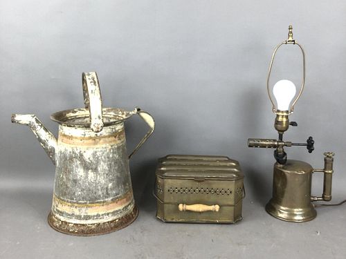 Watering Can, Brass Warmer & Blow Torch Lamp