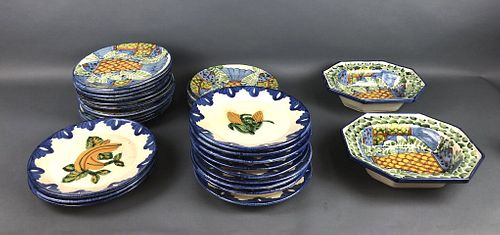A  Group of Mexican glazed Pottery Plates