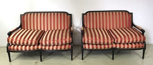 A Pair of Loius XV Style Upholstered Settees