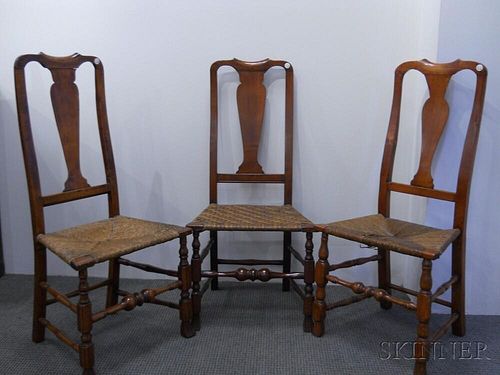 Assembled Set of Three Queen Anne Maple Side Chairs
