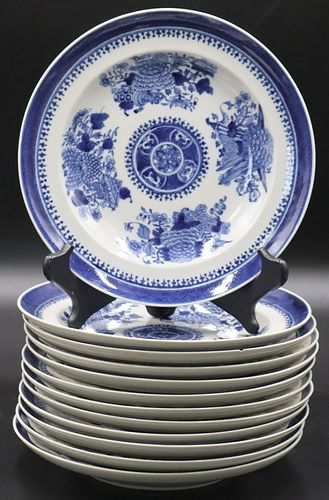 (12) Chinese Export Fitzhugh Blue and White Bowls.
