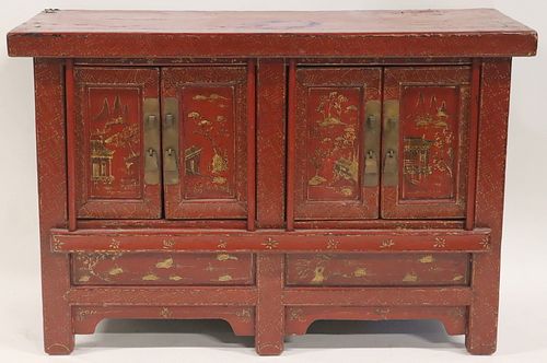 Late 19th Century Chinese Lacquered and Gilt