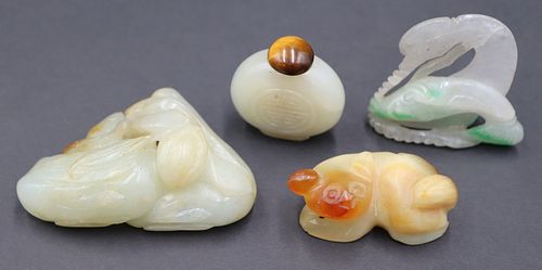 Grouping of (4) Carved Jade Objects.