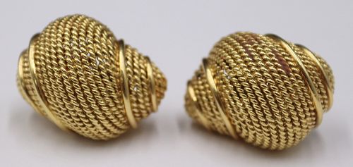 JEWELRY. Italian 18kt Gold Shell Form Earrings.